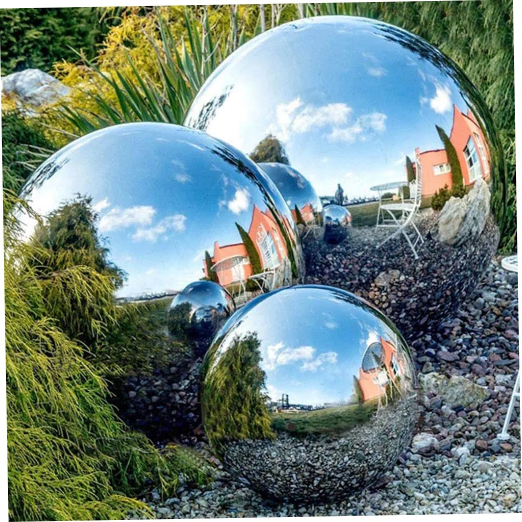 Statues de Jardin, baule à Regard en Acier Inoxydable Miroir de Globe en Acier Inoxydable Miroir polir Boule de Jardin réfléchissant 6 pcs Style 1, Boule Creux