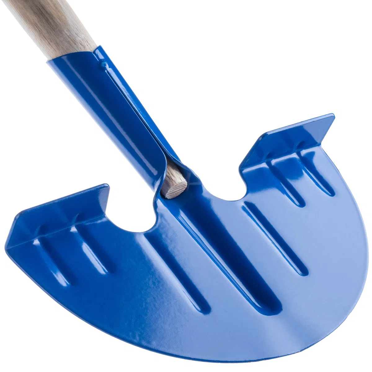 KADAX Coupe-Bordures en Acier avec Poignée en T pour Gazon, Couteau Efficace, Long Manche en Bois (Demi-Lune, Bleu)