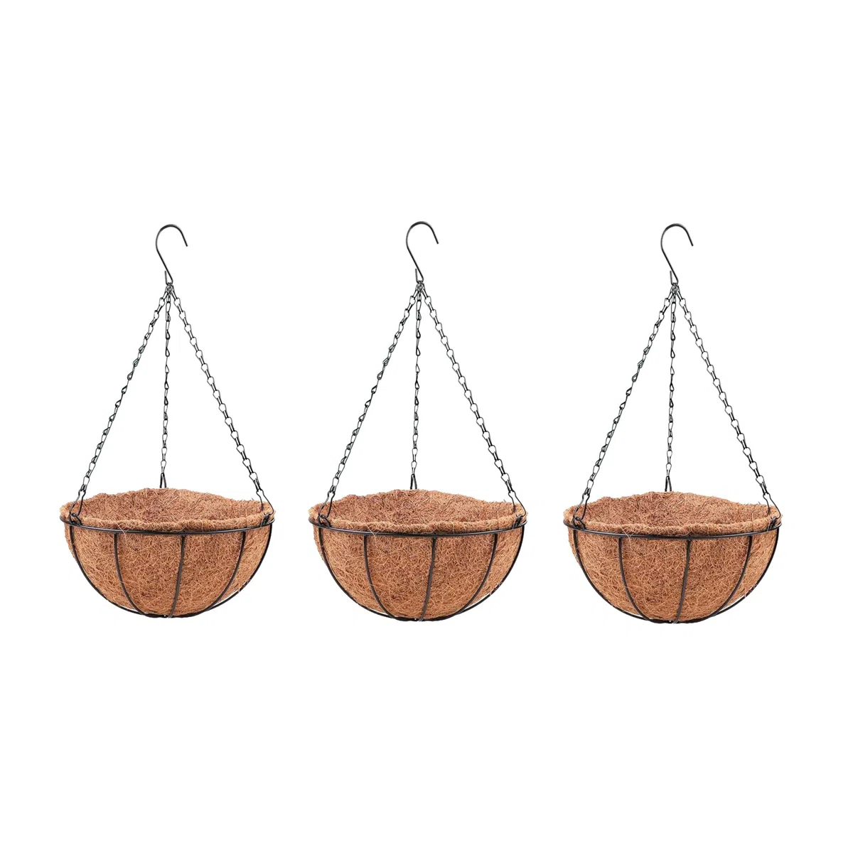 LáLáGreen Suspension pour Plantes avec Doublure en Fibre de Coco, Panier Suspendu en Métal pour Fleurs, Jardinière Suspendue pour Balcon, Terrasse, Jardin et Véranda (3, 10 inch)