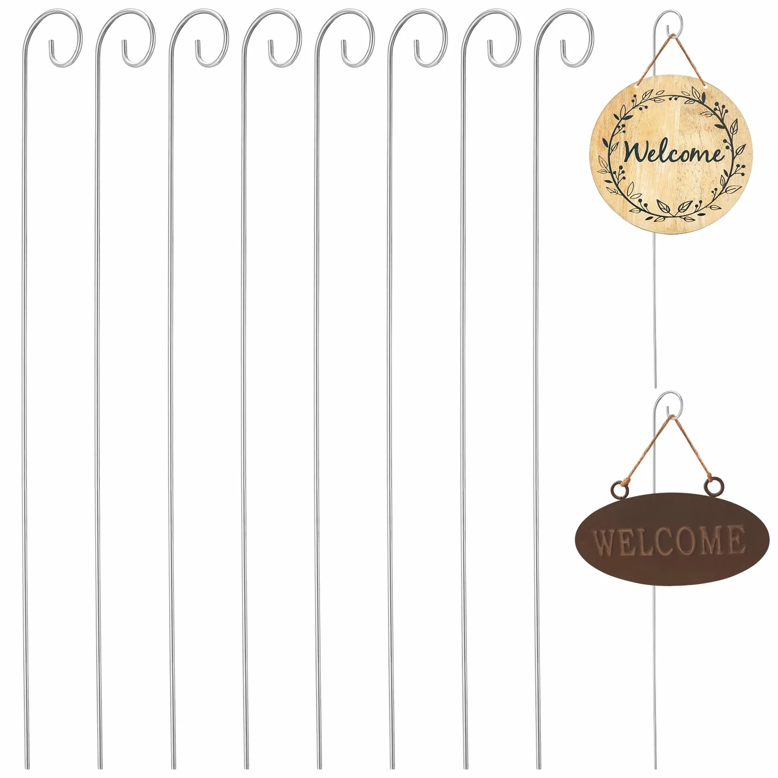 Supvox Lot de 20 crochets de berger pour l'extérieur, piquet de jardin haut, plaque en métal, piquet de fleurs pour arrangements floraux, plantes suspendues, lanternes