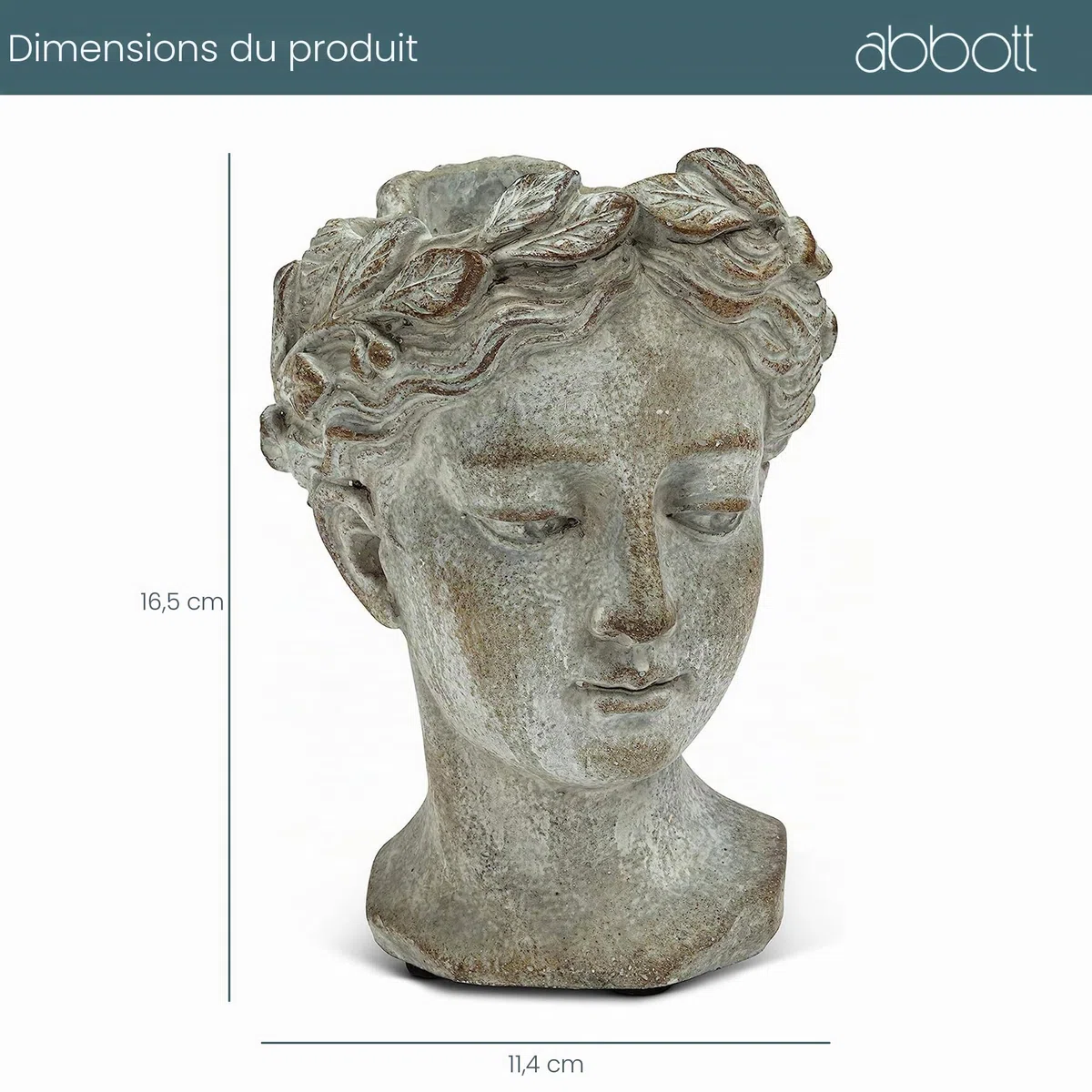 Abbott Collection XS Cache-Pot pour Femme - 16,5 cm de Haut, Ciment, Gris, 16,5 cm de Haut