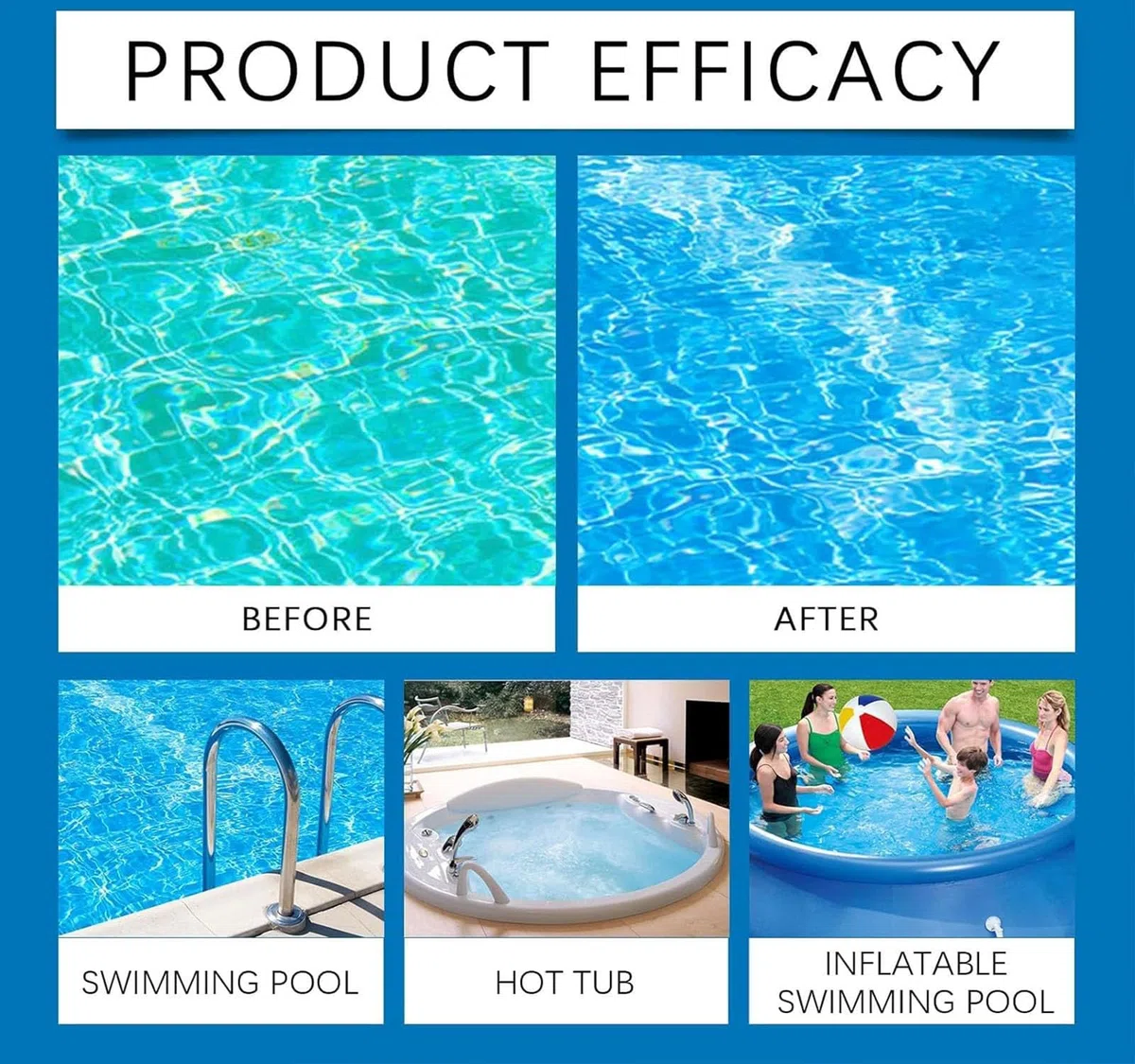 Liquide purifiant pour Piscine, Liquide purificateur d'eau de Piscine, clarificateur d'eau de Piscine, pour piscines creusées et piscines Hors Sol, Garde l'eau Claire comme du Cristal (3PC)