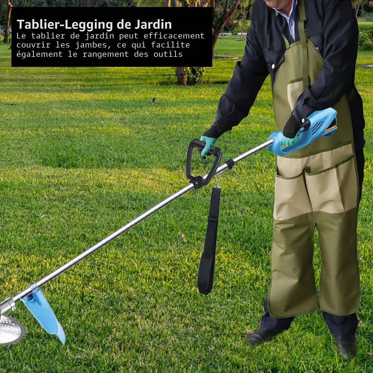 BestAlice Tablier de Jardinage, Tablier de Jardin avec Poches, Style Long, Tablier D'extérieur, Protection des Jambes, Matériau en Tissu Oxford, Boucle Réglable, Imperméable, Tablier de Leggings