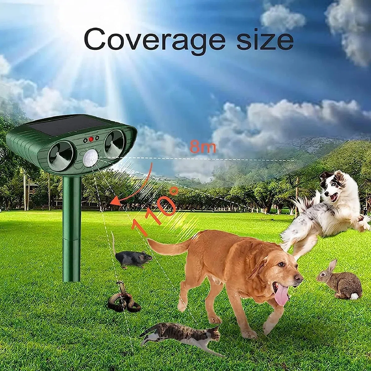 Répulsif Chat Ultrason, Répulsif Chat Exterieur, Répulsif pour Chats Solaire, répulsif à ultrasons avec Détecteur de Mouvement pour Anti Chats Chiens Souris Ratons Renards Oiseaux Rats