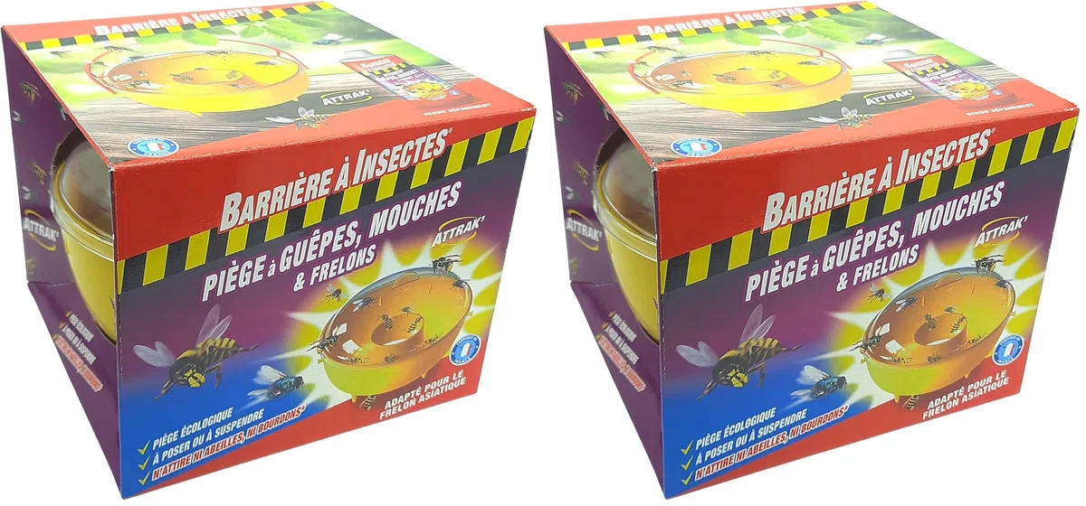 BARRIERE A INSECTES Piège à Guêpes, Mouches et Frelons, 1 Piège, BARPITRAP (Lot de 2)