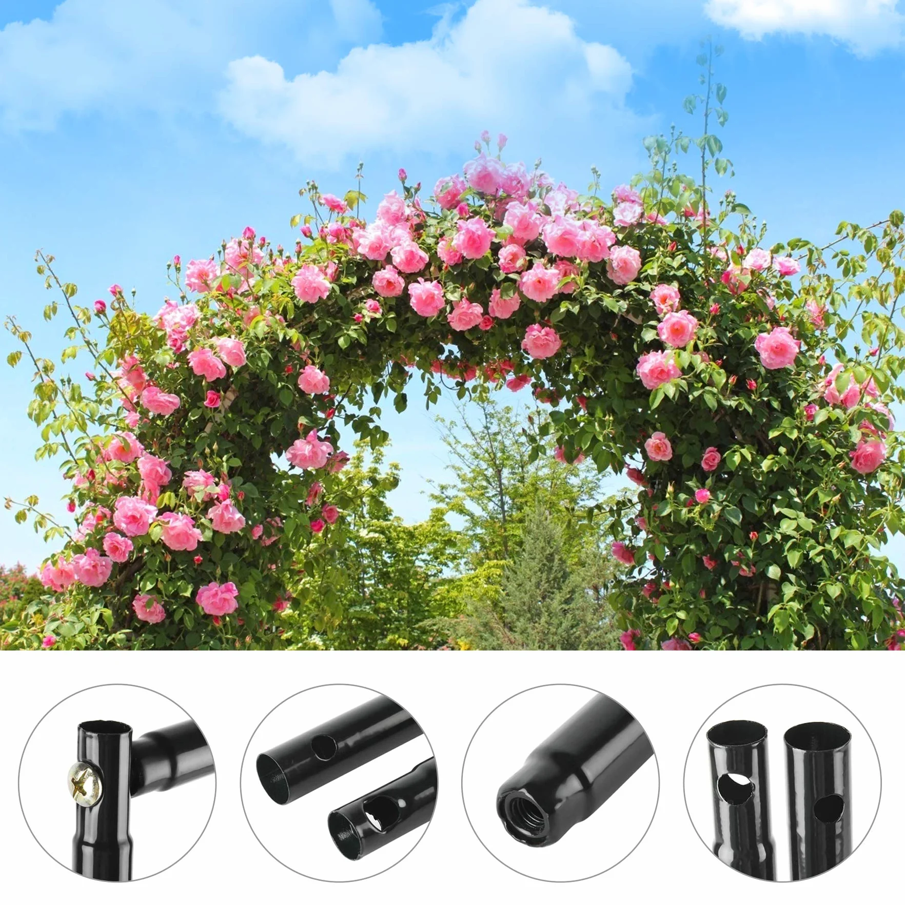 Forever Speed Arche de Rose en métal - Grille de Rose en Acier revêtu par Poudre - Décoration de Jardin et décoration - Résistant aux intempéries - 240 x 140 x 38 cm - Noir