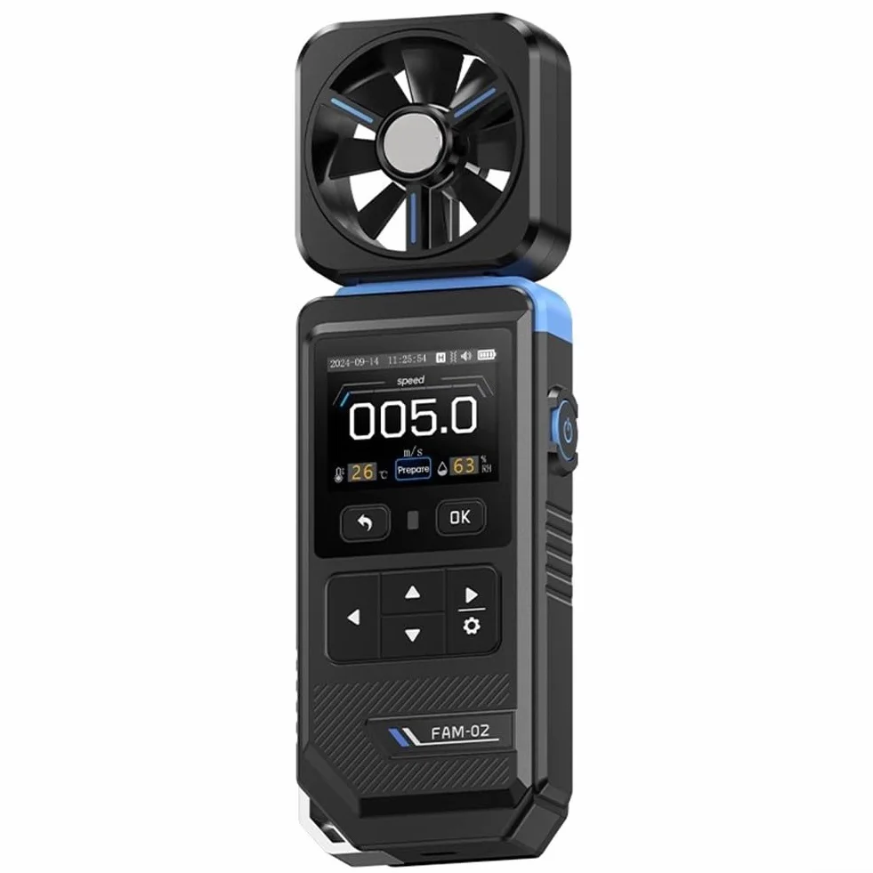 FAM-02 Thermomètre hygromètre portable professionnel 3 en 1 numérique avec enregistrement de courbes, alarme sonore et vibration pour CVC