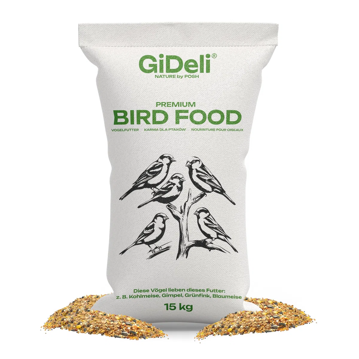 GiDeli Nourriture pour oiseaux sauvages toute l'année - 15 kg - Composition de qualité supérieure
