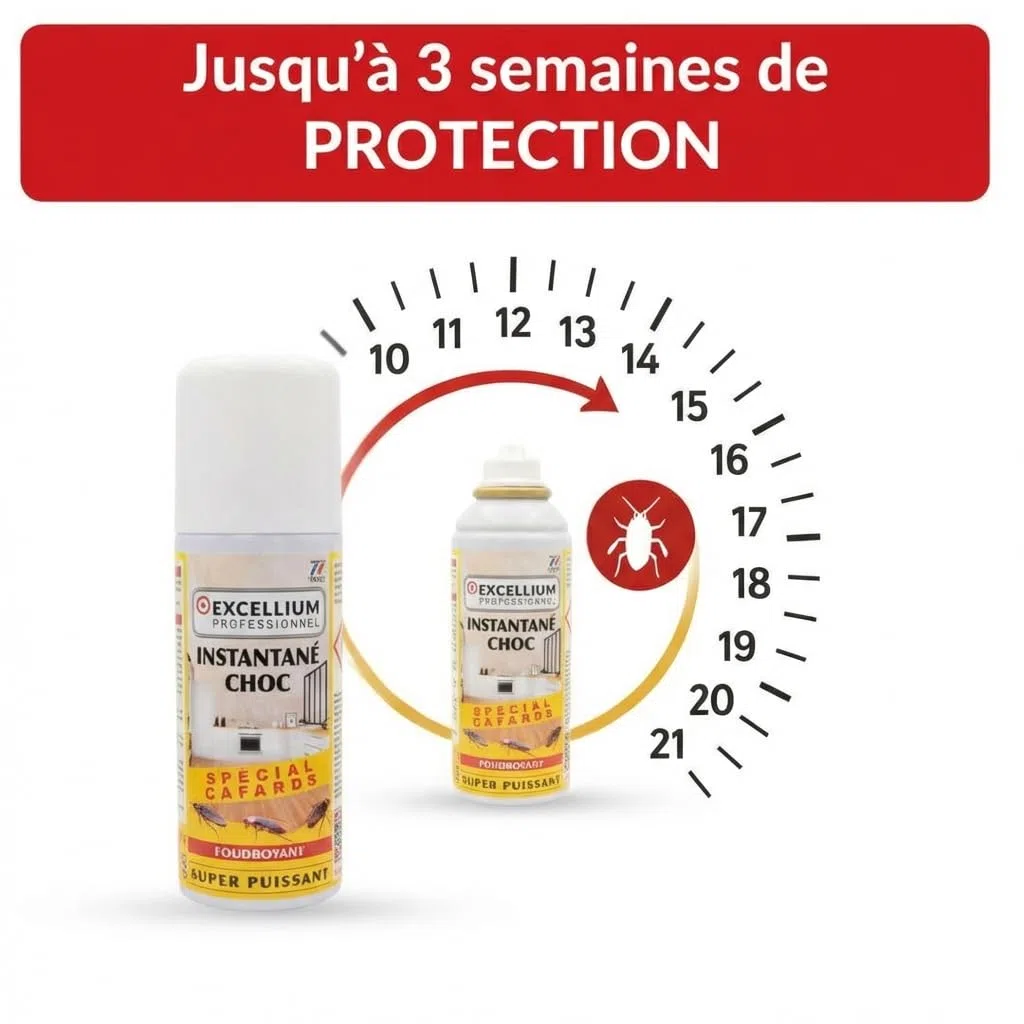 Excellium | Aérosol Fumigène Anti-Cafards Instantané Choc | 150 ml | 3 Semaines