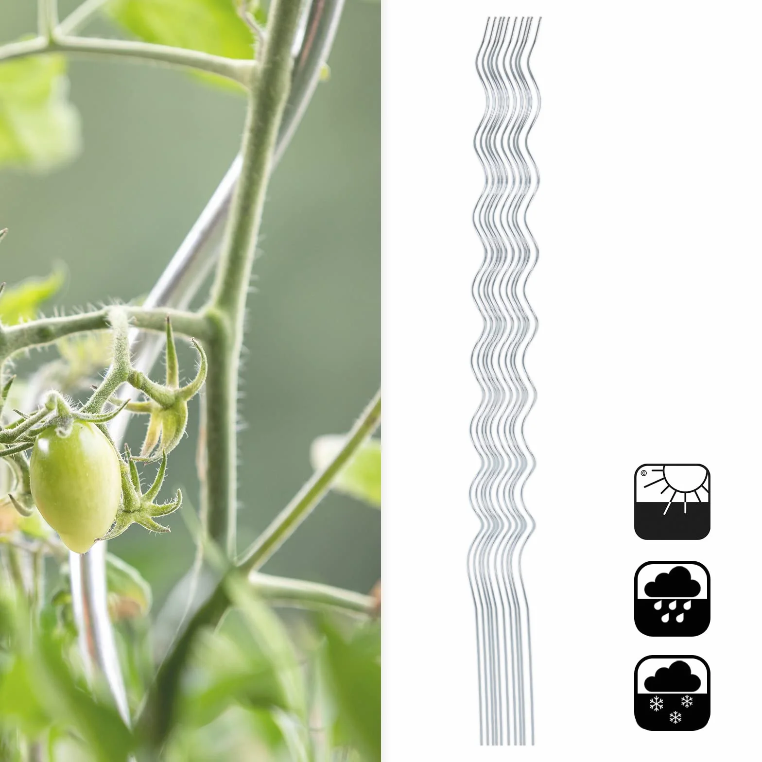 KARAT Lot de 20 tuteurs en spirale pour tomates - Longueur : 110 cm - Tuteur à tomates - Tuteur à tomates - Tuteur en acier galvanisé