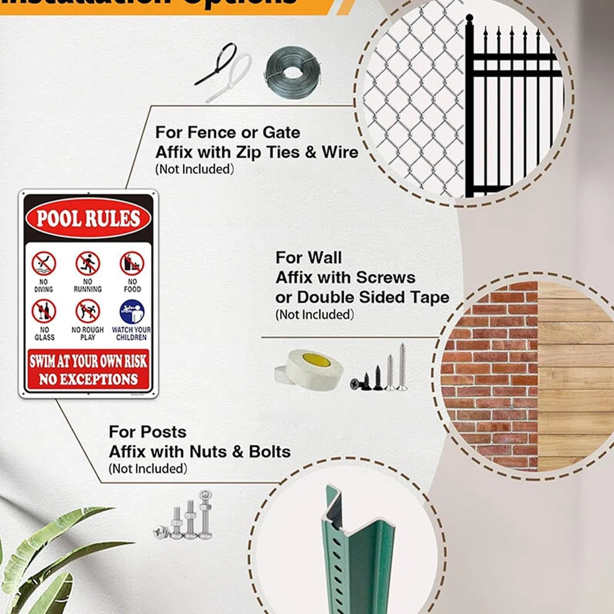 Pool Rules Sign - 8x12 Inch Decorative Plate for Outdoor Decor | Funny Poolside Warning Sign, Waterproof Wall Plaques Perfect for Beach Swimming Backyard Deck Door House Gym Home
