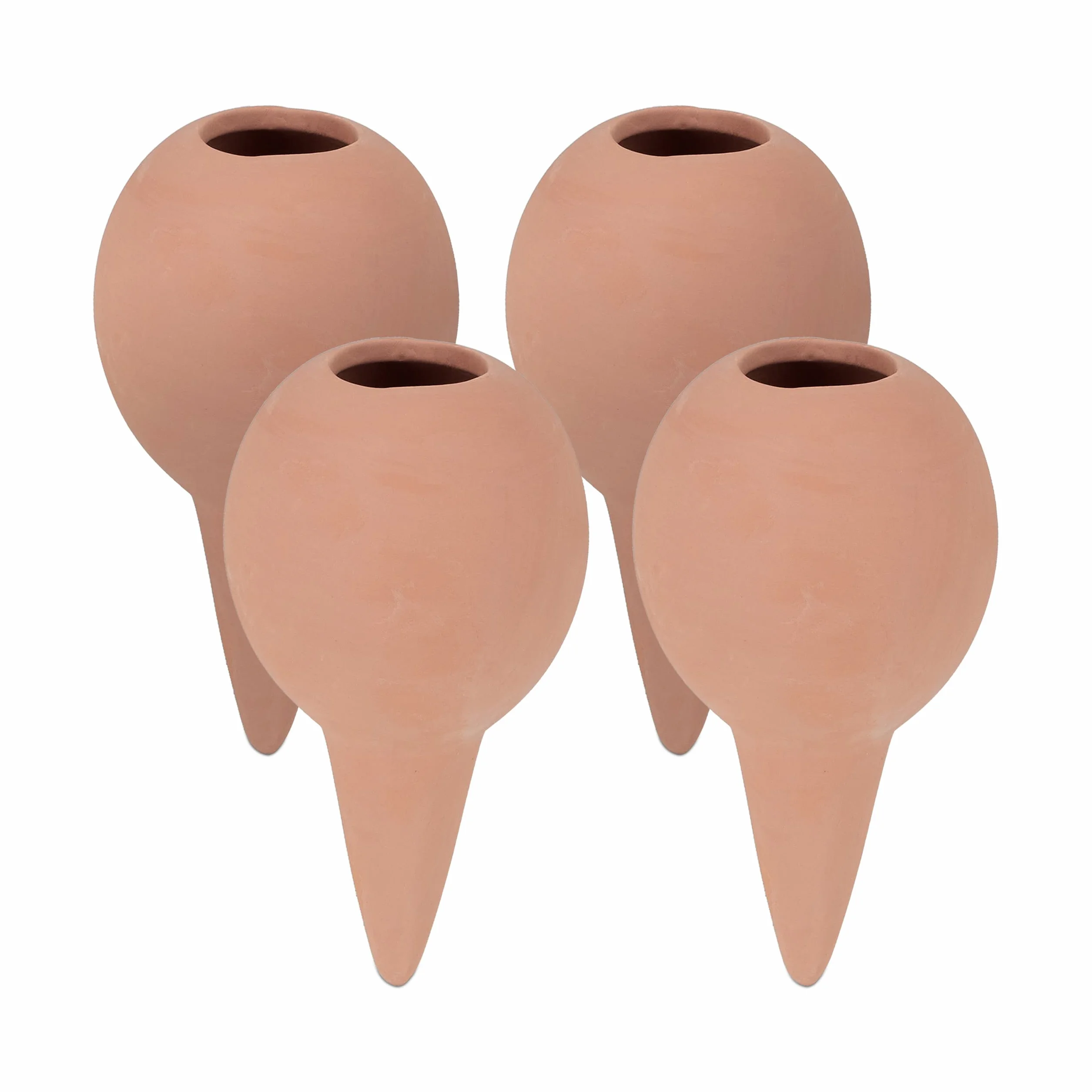 Relaxdays Arrosage en Terre Cuite, Lot de 4, H x D : 11,5 x 6 cm, intérieur (Chambre) et extérieur (Balcon), Marron