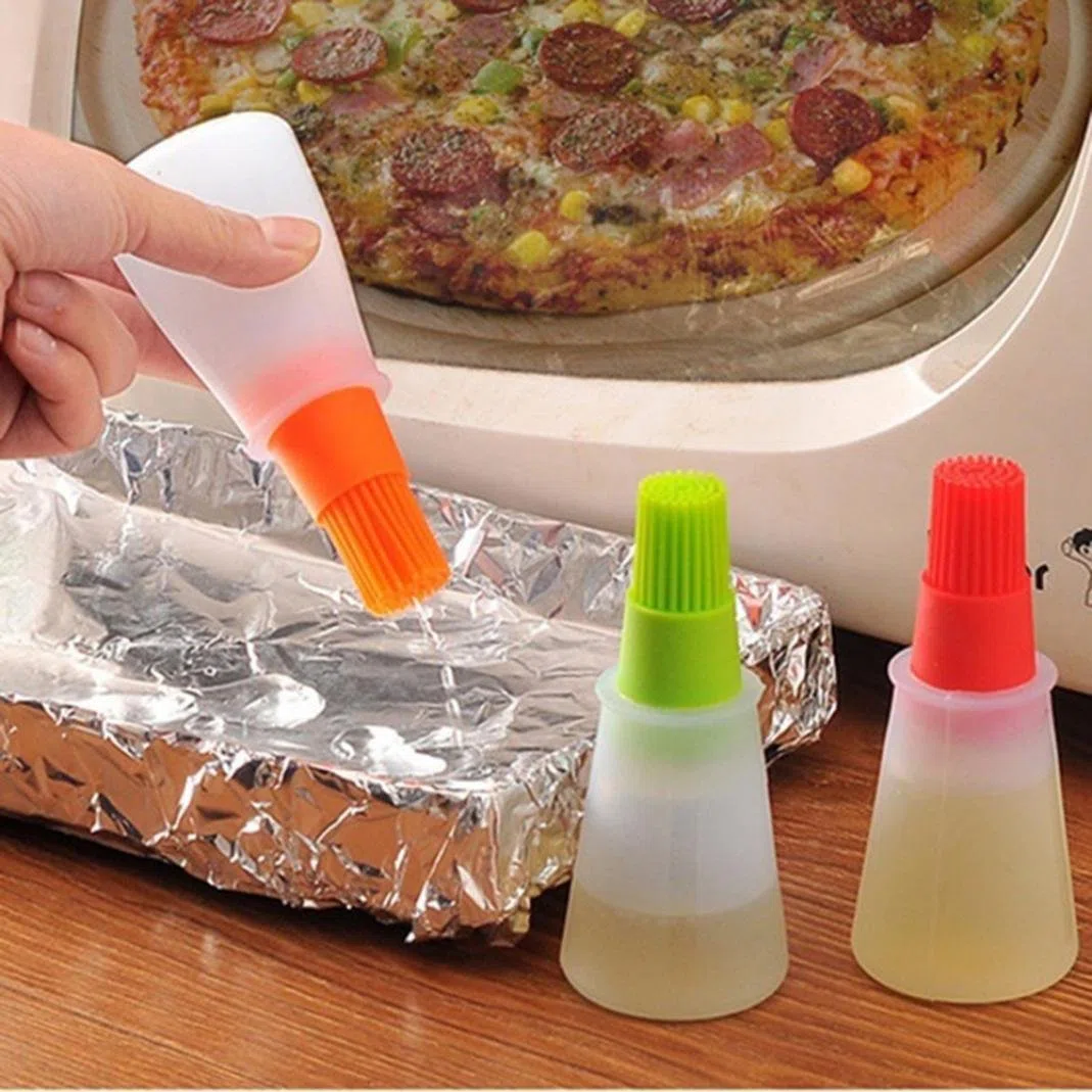 Huile Miel Vin Bouteille à sauce en silicone avec pinceau à badigeonner Brosse avec pompe Spray Distributeur pour maison, cuisine, barbecue Grille de cuisson