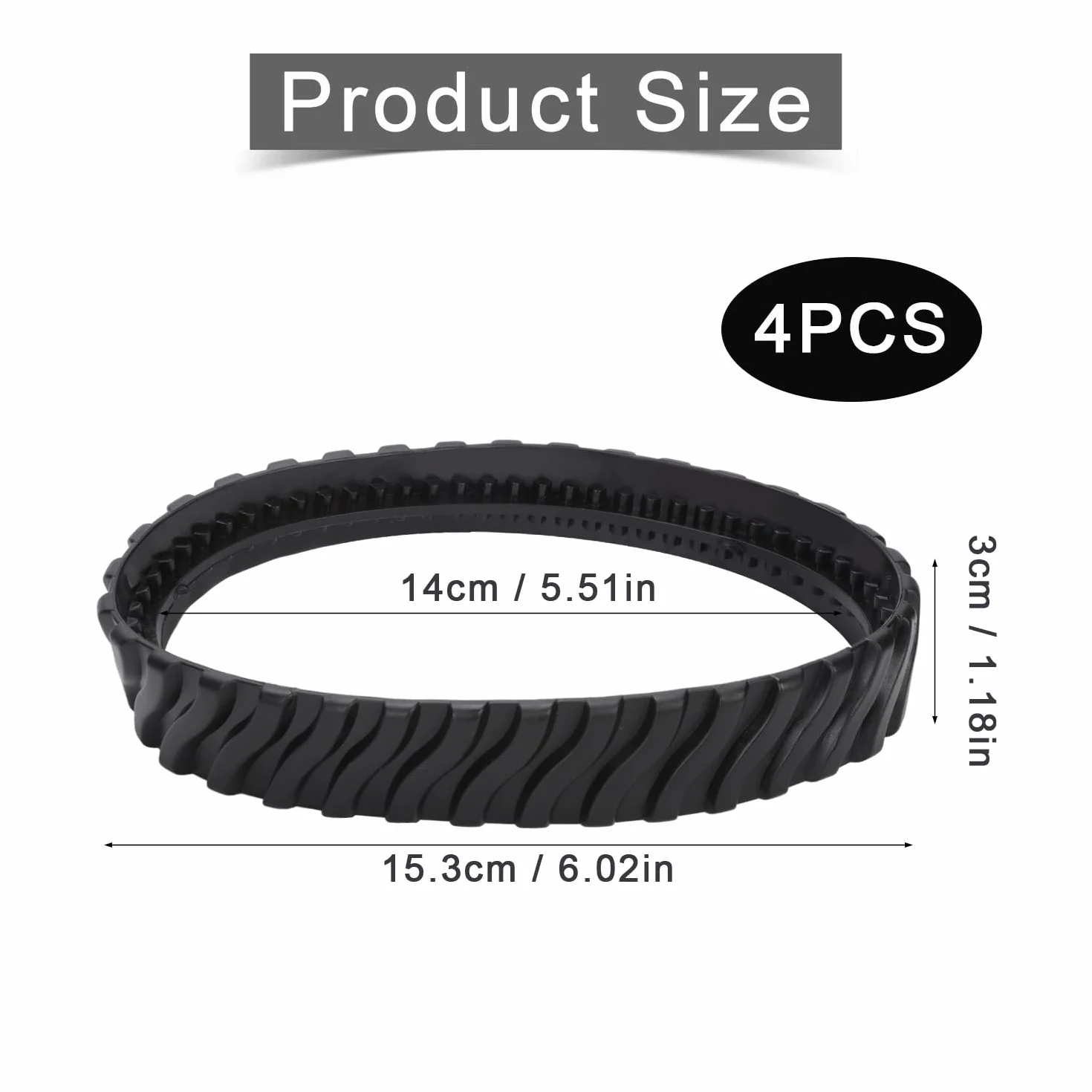 Gosknor Lot de 4 Chenilles Rechange pour Nettoyeur Piscine de Zodiac MX6 MX8 Elite, R0526100 Courroies en Caoutchouc Robustes pour Pneus Piscine