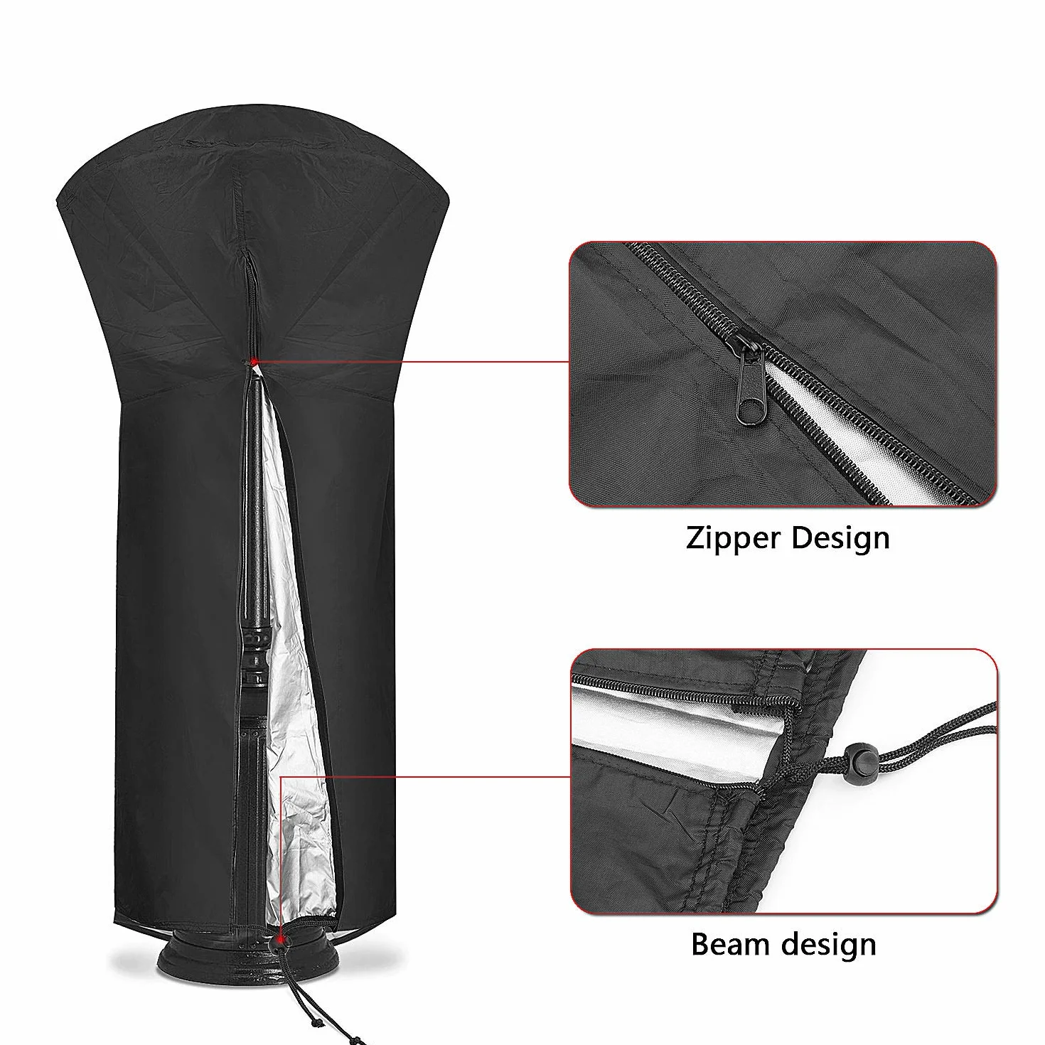 Diealles Shine Housse pour Parasol Chauffant Noir 226 x 85 x 48 cm