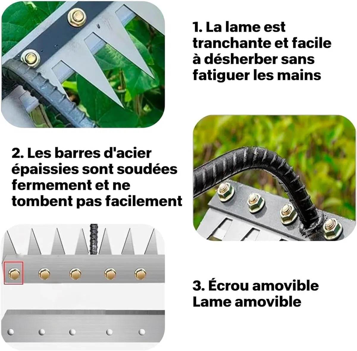 5/6/7/8 Dents Râteau de Désherbage,Outil de Râteau de Désherbage de Jardin Multifonction en Métal pour Désherbage, Ameublissement du Sol, Semis (5 Dents)