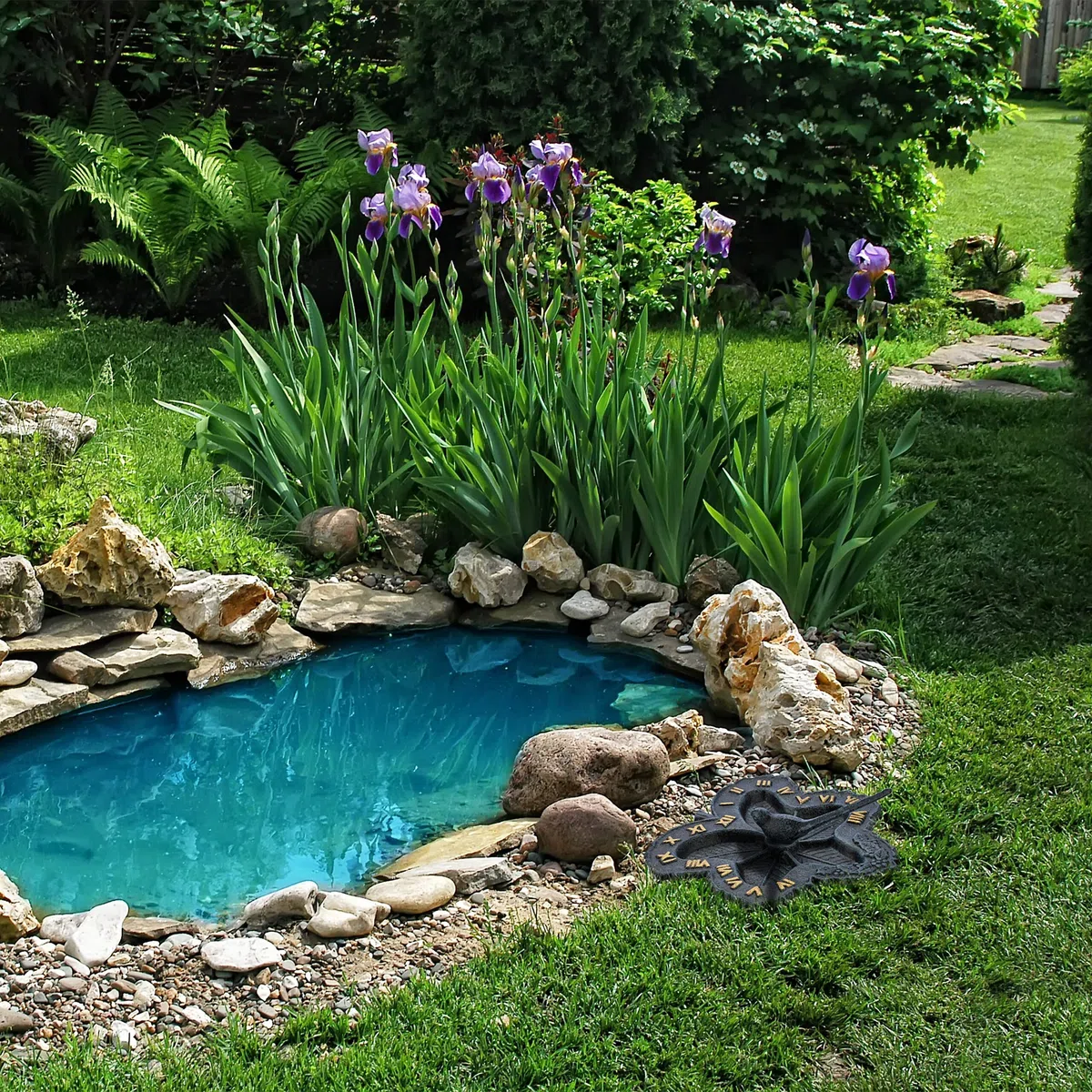 Relaxdays Cadran Solaire pour Jardin, Fonte de Fer, Design Antique, Feuille & Oiseau, déco extérieure, Anthracite - doré