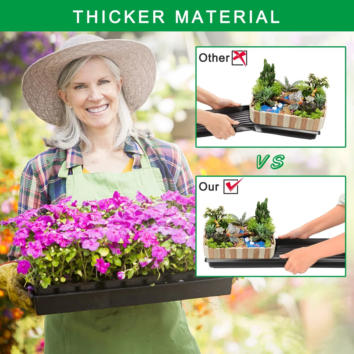 5 Pièce 51 x 25 cm Plateau de Semis Réutilisable Plateau de Culture | Bacs à Semis avec Étiquettes de Plantes pour Légume Fleurs Germination Hydroponique Jardin Serre (5)