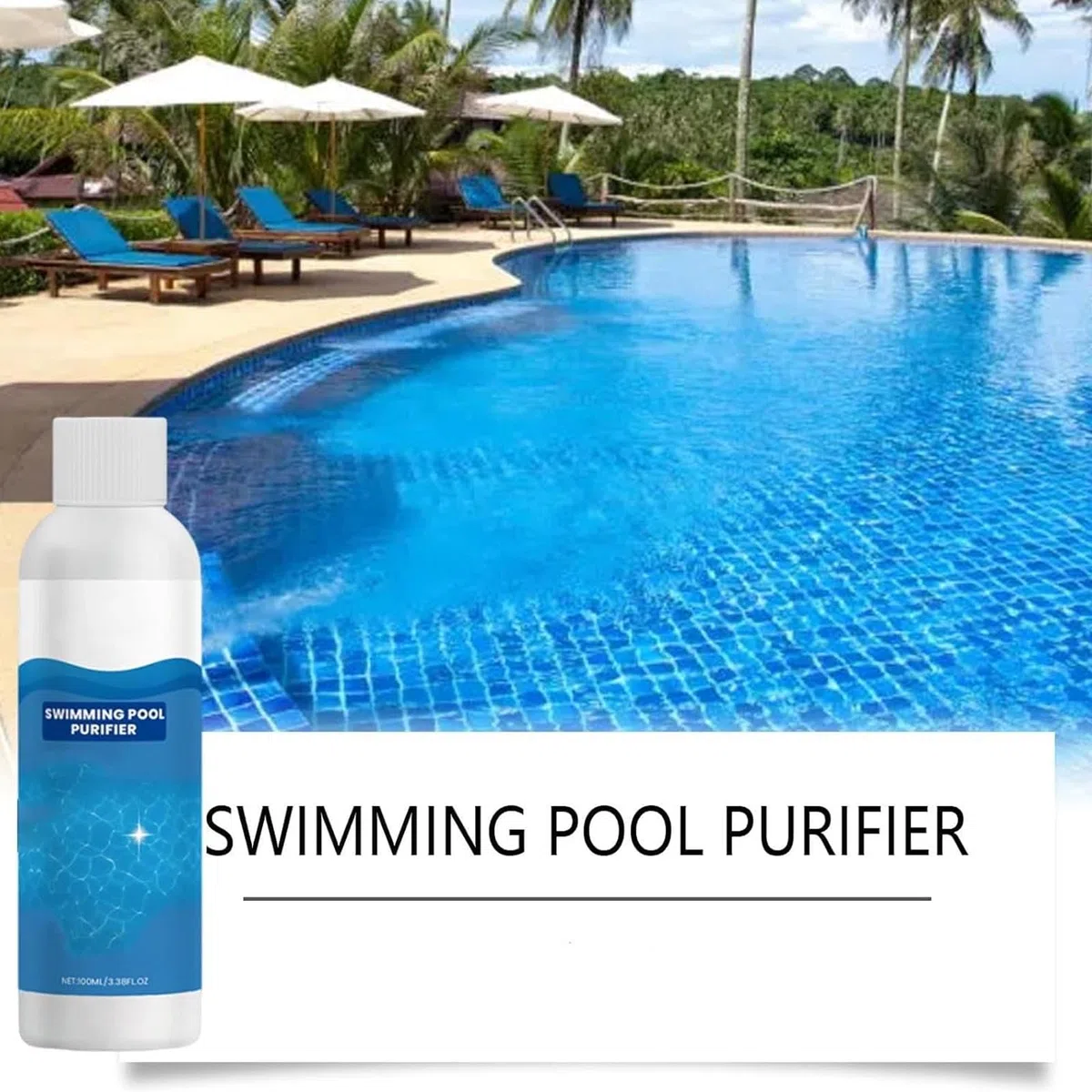Liquide purifiant pour Piscine, Purificateur d'eau de Piscine, Clarifiant Liquide pour piscines, Gardez Votre Eau limpide, Clarifiant à Action Rapide eaux Troubles,Améliore la clarté de l'eau (2pcs)