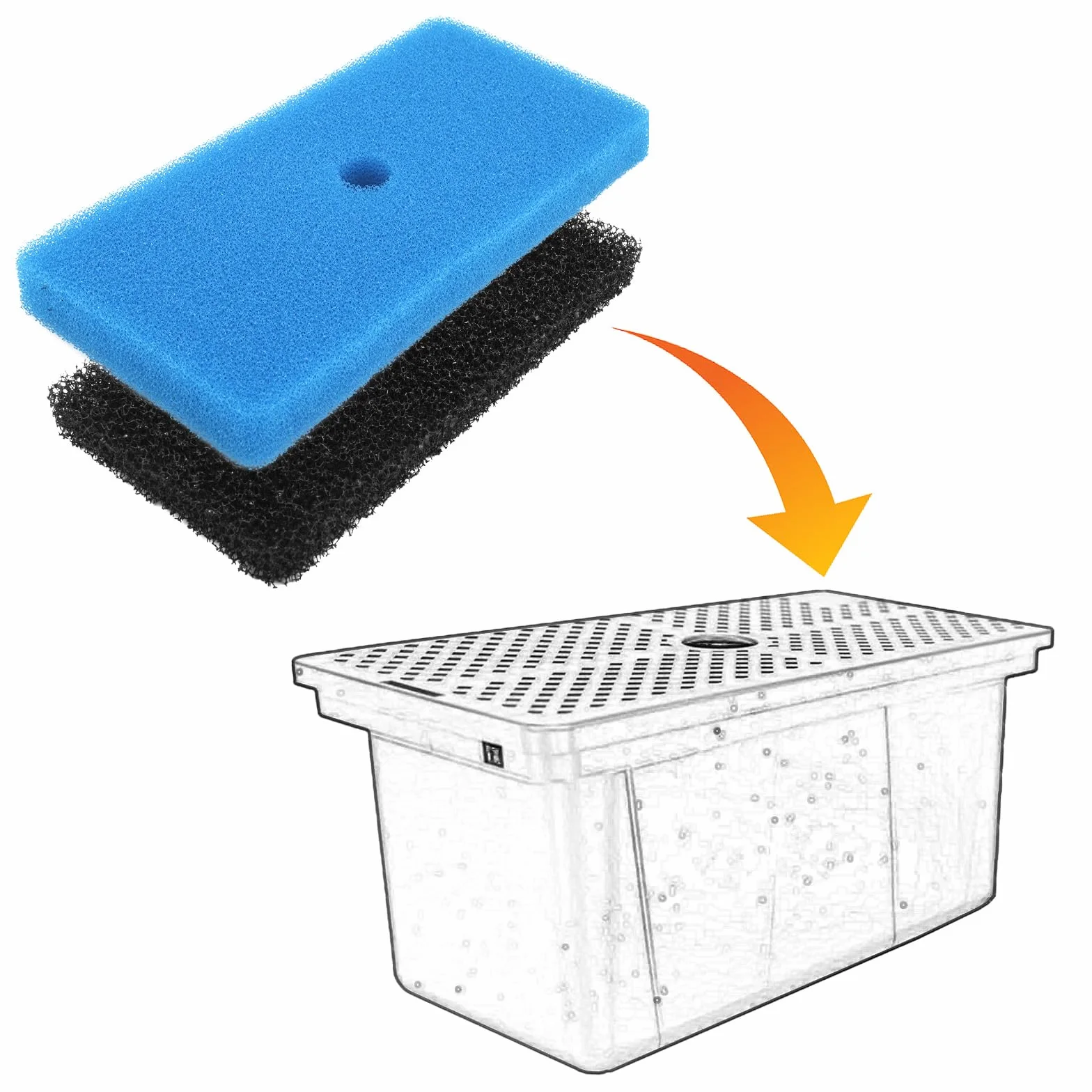 Tinoaly 4 Tampons Filtrants pour Bassin, Grossiers et Fins Compatibles avec Les Boîtes 52231 et 52229 pour Aquariums Extérieurs Fontaines