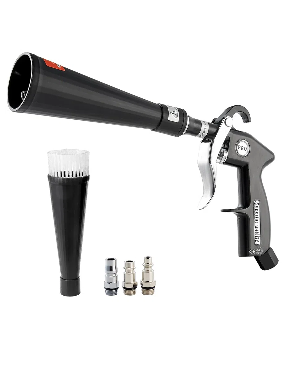 VEVOR Pistolet Nettoyage Voiture à Air Haute Pression 6-9,2 Bars avec 2 Buses, Tuyau Rotatif Aluminium, pour Élimination Saleté Poussière Surface, Fonctionne avec Compresseur d'air 1/4 NPT Non Inclus
