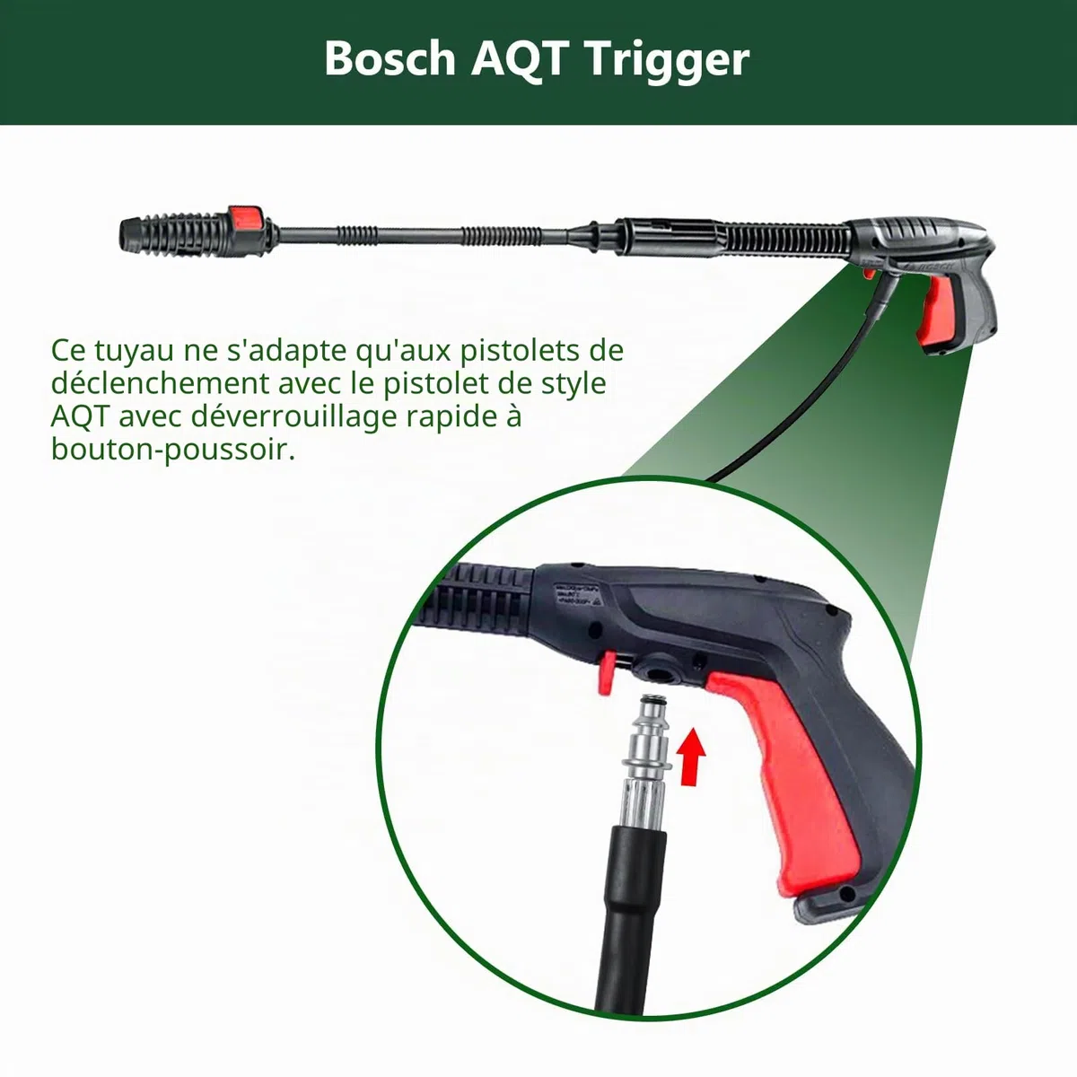 YUET 5M Tuyau à Haute Pression Flexible avec Raccord Connecteur Rapide de Nettoyeur Haute Pression pour Bosch AQT Aquatak Accessoire Tuyau de Rechange de Nettoyage d'eau