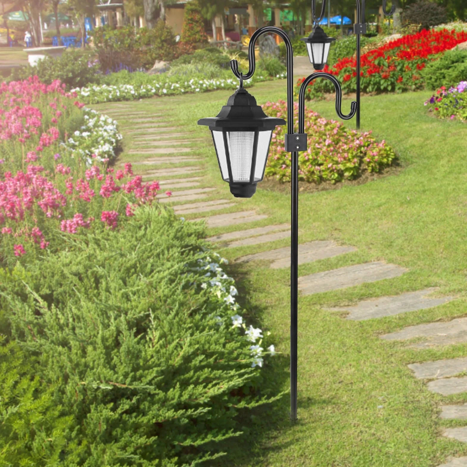 SWAWIS Crochet De Berger Jardin 193cm Double Crochet De Jardin pour Mangeoire Oiseaux Exterieur, Pour Nichoirs, LumiÈRes De Noël, Boules De Fleurs, Plantes Et DÉCorations De Noël
