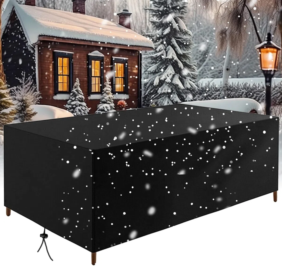 Housse Transat Jardin Exterieur Pliable, Imperméable Mobilier Jardin Résistance Au Vent Anti-UV 200x60x80cm/LxWxH 420D Oxford Tissu Housse de Housse de Protection rectangulaire Noir