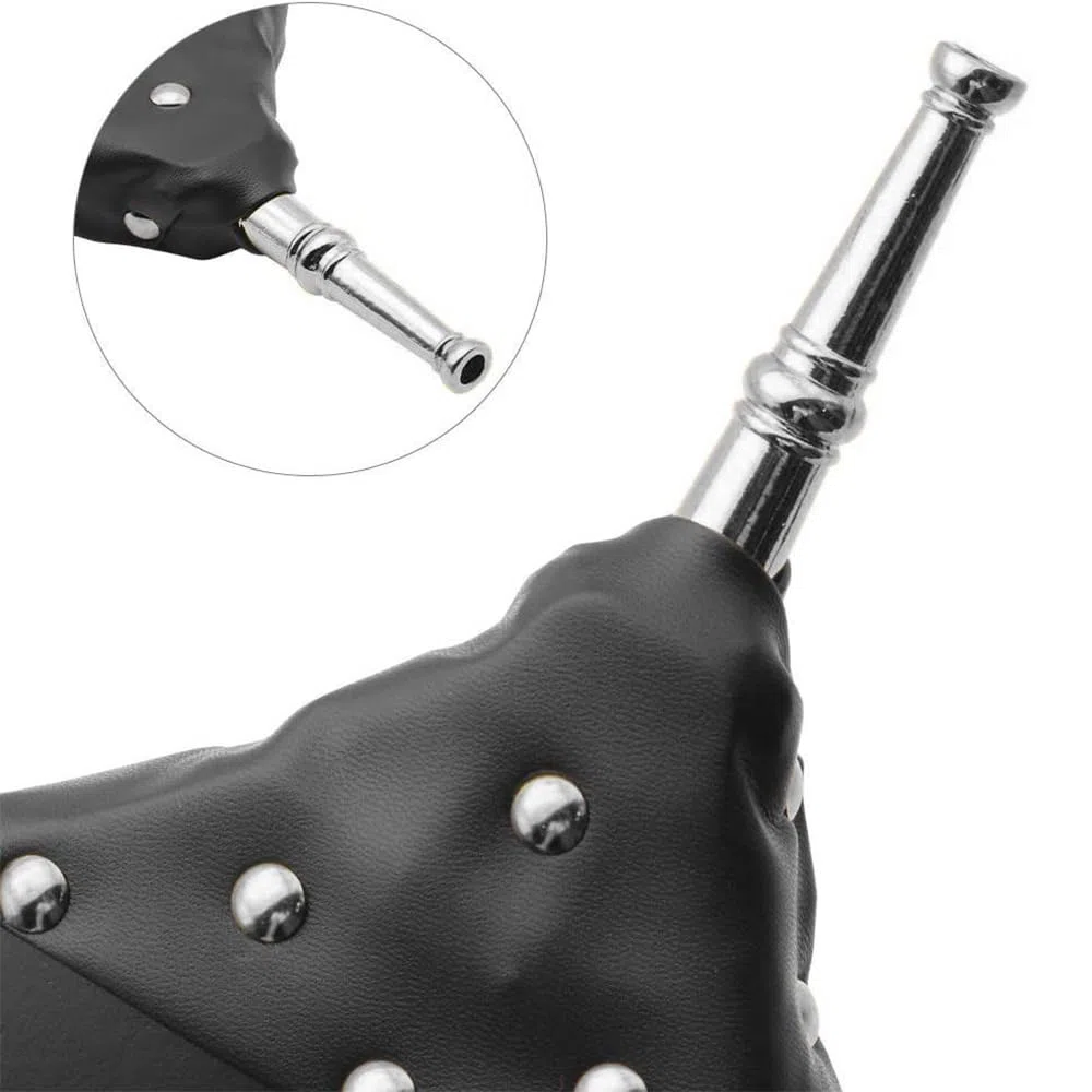 Soufflet, clous décoratifs dorés, boucle de suspension, soufflet en plastique - Noir