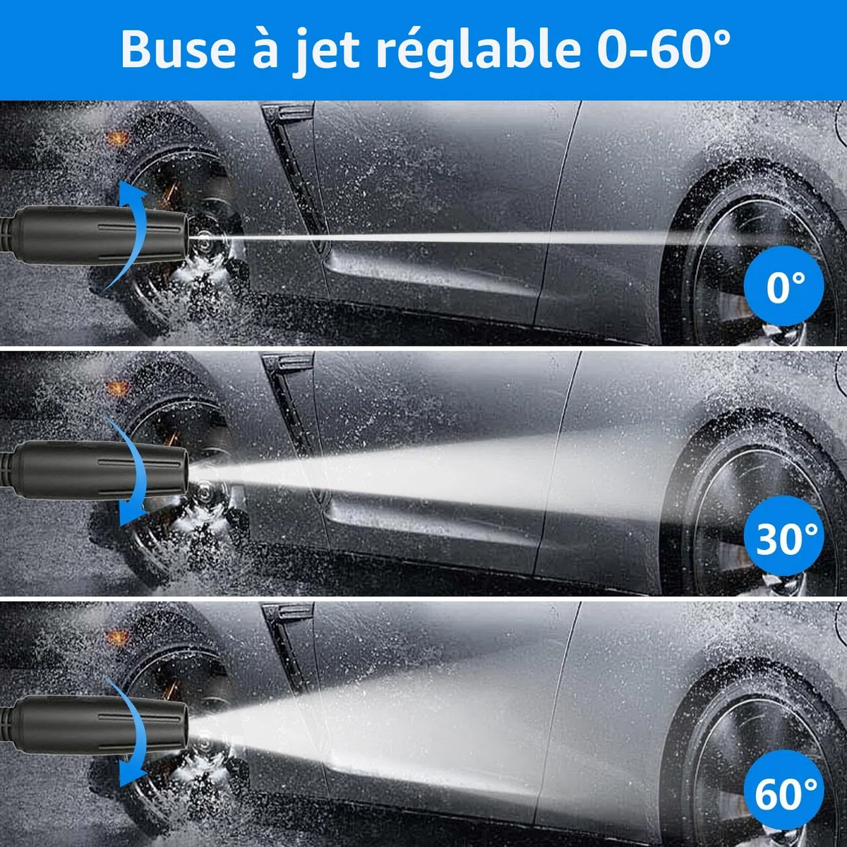 Pistolet Lance avec Buse Réglable, Pistolet de Remplacement et Lance de Nettoyage pour Karcher Nettoyeur Haute Pression avec Système de Raccord Rapide, 2100 PSI, Buse à Jet Réglable