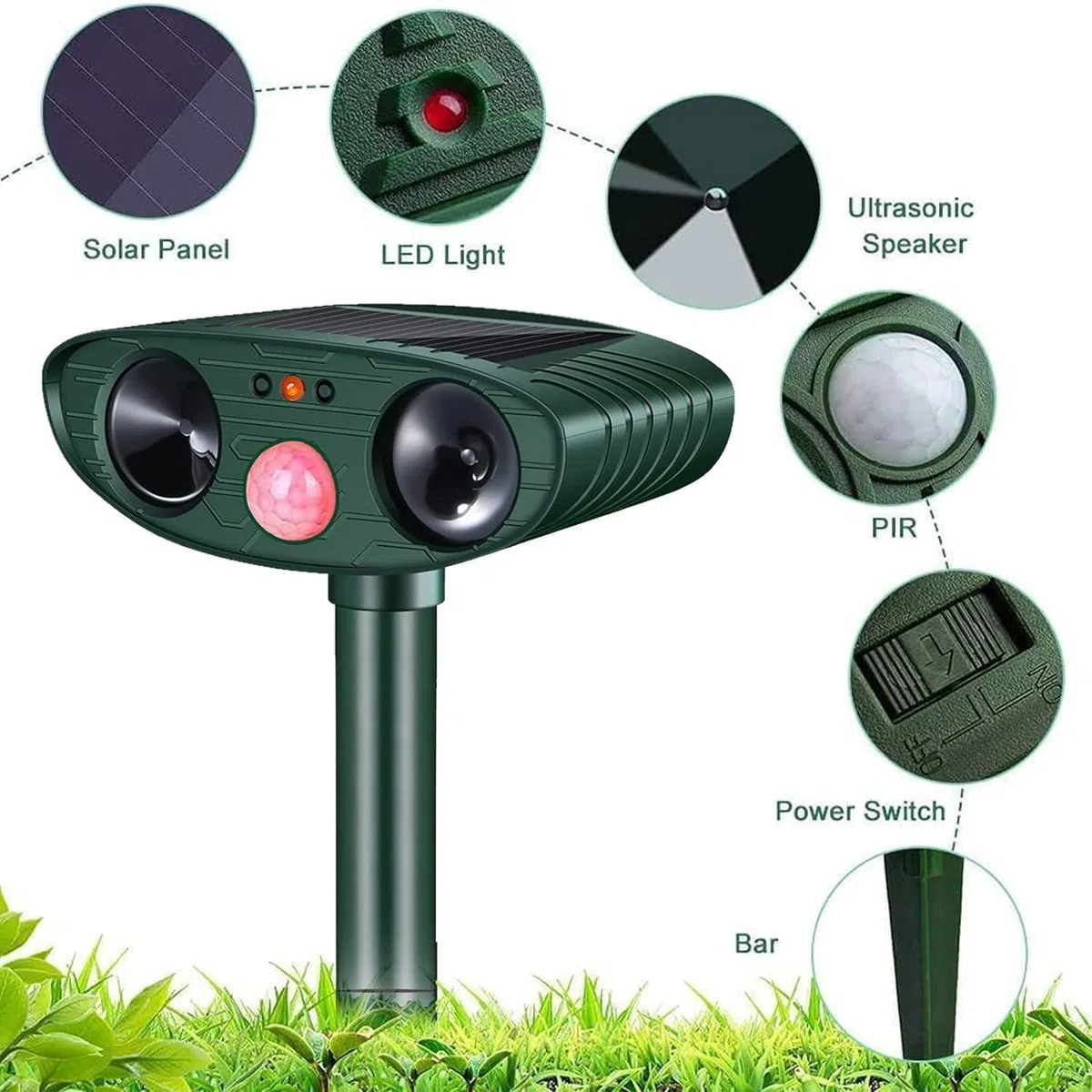 Répulsif Chat Ultrason, Répulsif Chat Exterieur, Répulsif pour Chats Solaire, répulsif à ultrasons avec Détecteur de Mouvement pour Anti Chats Chiens Souris Ratons Renards Oiseaux Rats