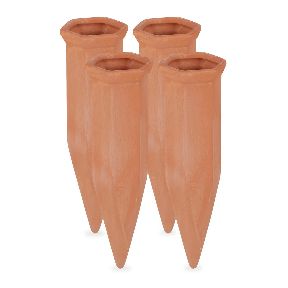 Relaxdays Cône en Argile d’arrosage, Lot de 4 Accessoire d’arrosage, Bouteilles d’1,5 L, 17 x 5,5 x 5 cm, Terre Cuite