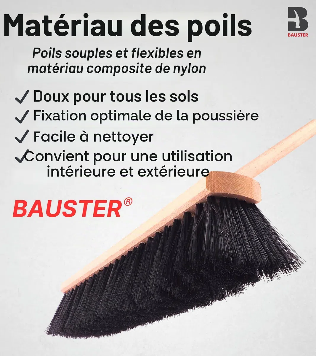 Balai robuste de 800 mm - Avec manche de 120 cm - Balai de rue et jardin - Pour routes, trottoirs et intérieurs