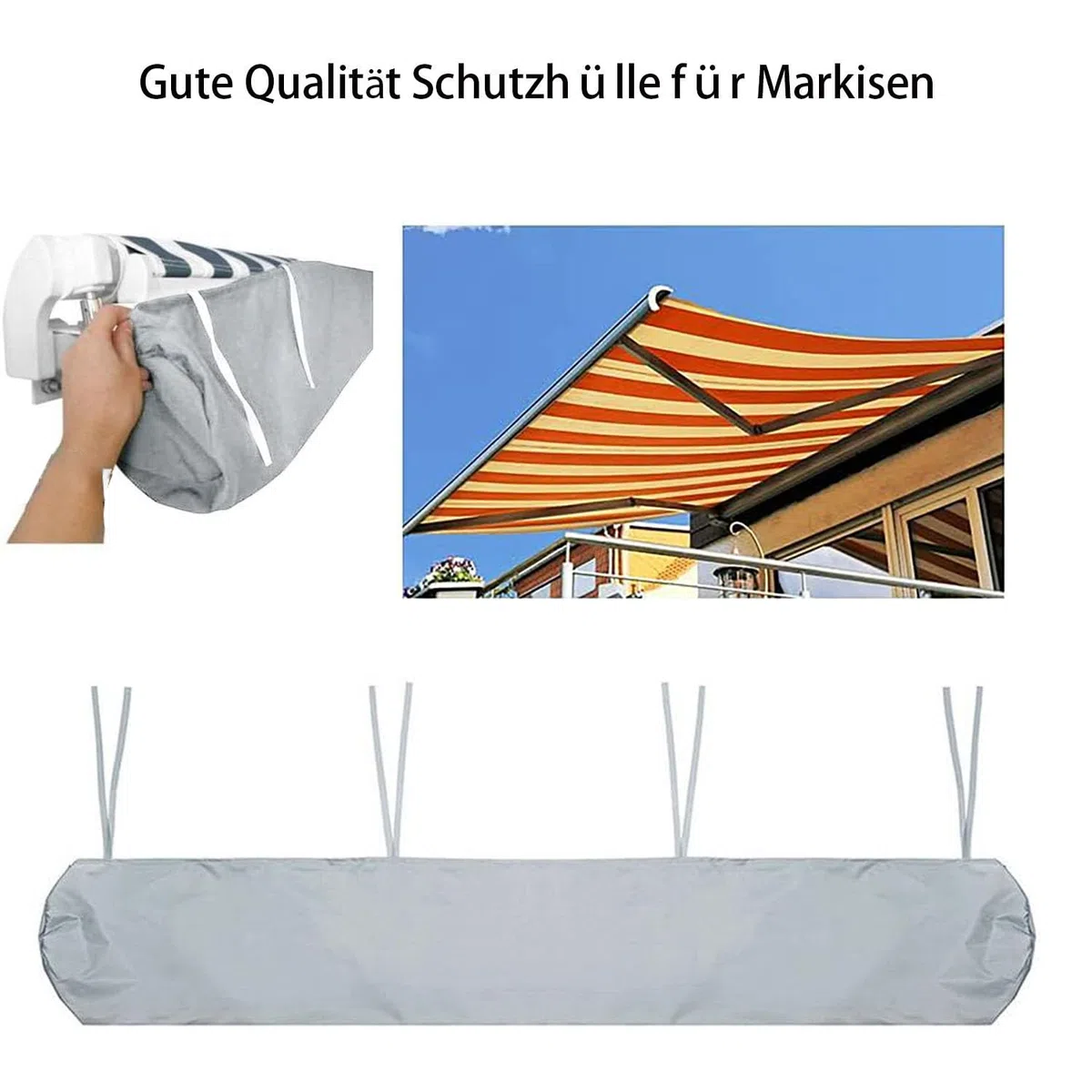 JDMA 3.5M Housse de Protection pour auvent d'extérieur, Housse pour auvent de terrasse imperméable, Housse étanche à la poussière, Housse de Store - Gris - 3,5