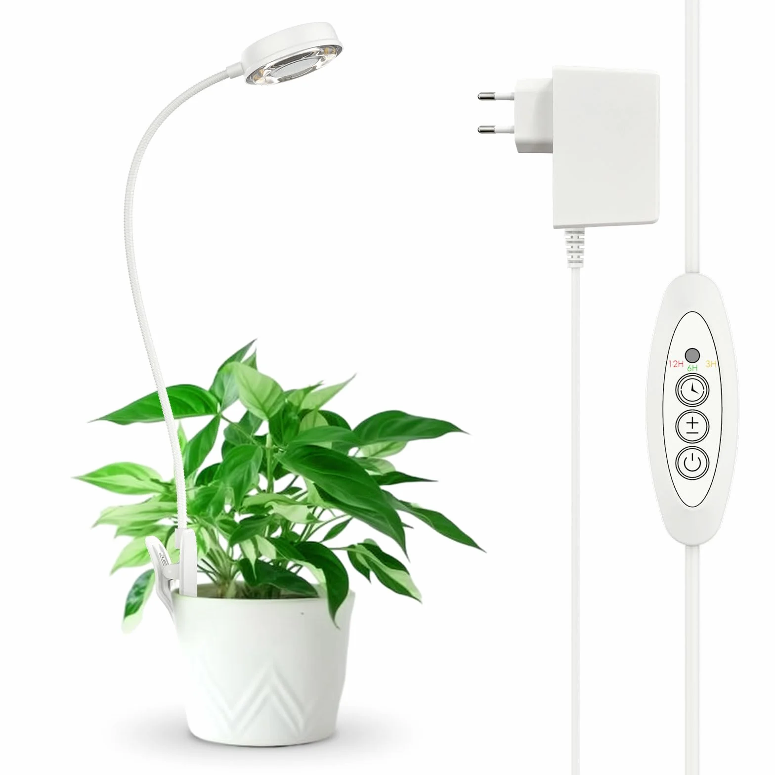 SANSI Lampe Plantes Dimmable - Croissance Horticole LED 10W à Spectre Complet, 4 Luminosités, Minuterie 3/6/12H, Culture Avec Clip Pour Petites Plantes Intérieures - Paquet de 1