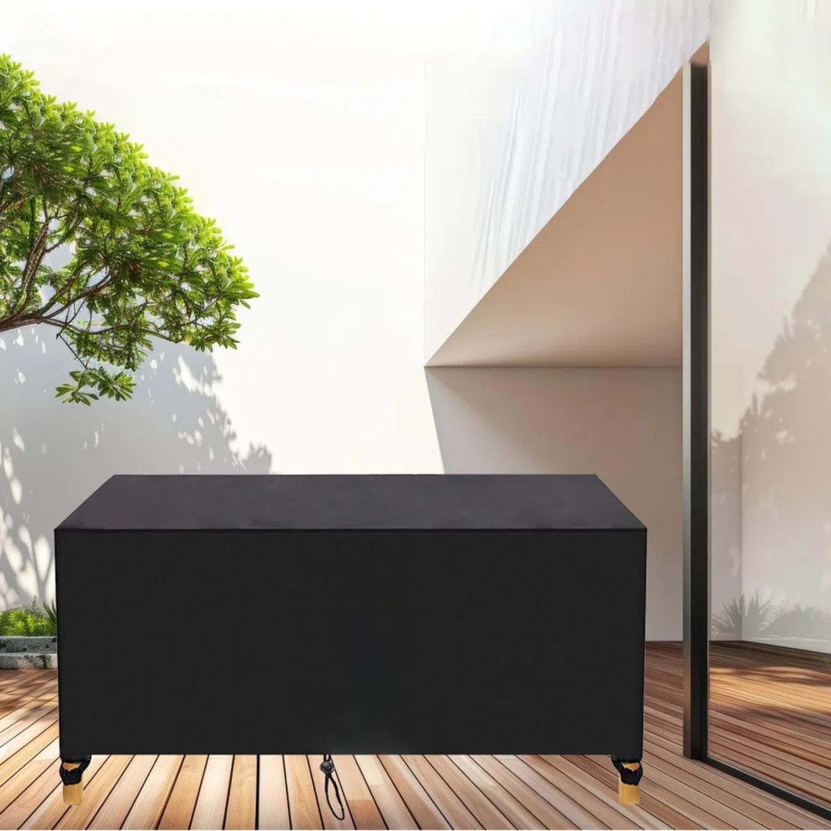 Housse Transat Jardin Exterieur Pliable, Imperméable Mobilier Jardin Résistance Au Vent Anti-UV 200x60x80cm/LxWxH 420D Oxford Tissu Housse de Housse de Protection rectangulaire Noir