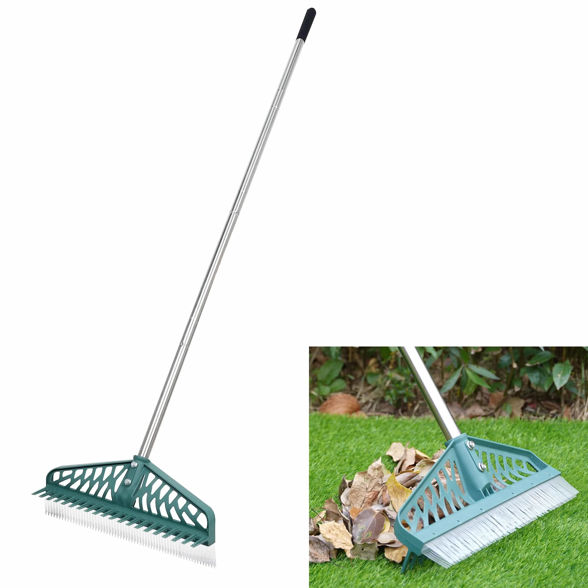 YEELOR Râteau à Gazon Artificiel Double Face en Acier Inoxydable - 40,6 cm - Nettoyeur pelouse, Gazon Artificiel, patios, Tapis, Poils d'animaux
