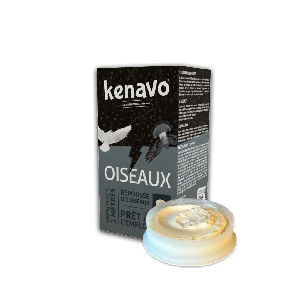 Kenavo Répulsif Oiseaux Gel en coupelles x8 préremplies Système dissuasif prêt à l’Emploi pour Pigeons et mouettes | Repousse sans dommage | Usage extérieur (rebords, balcons, toitures)