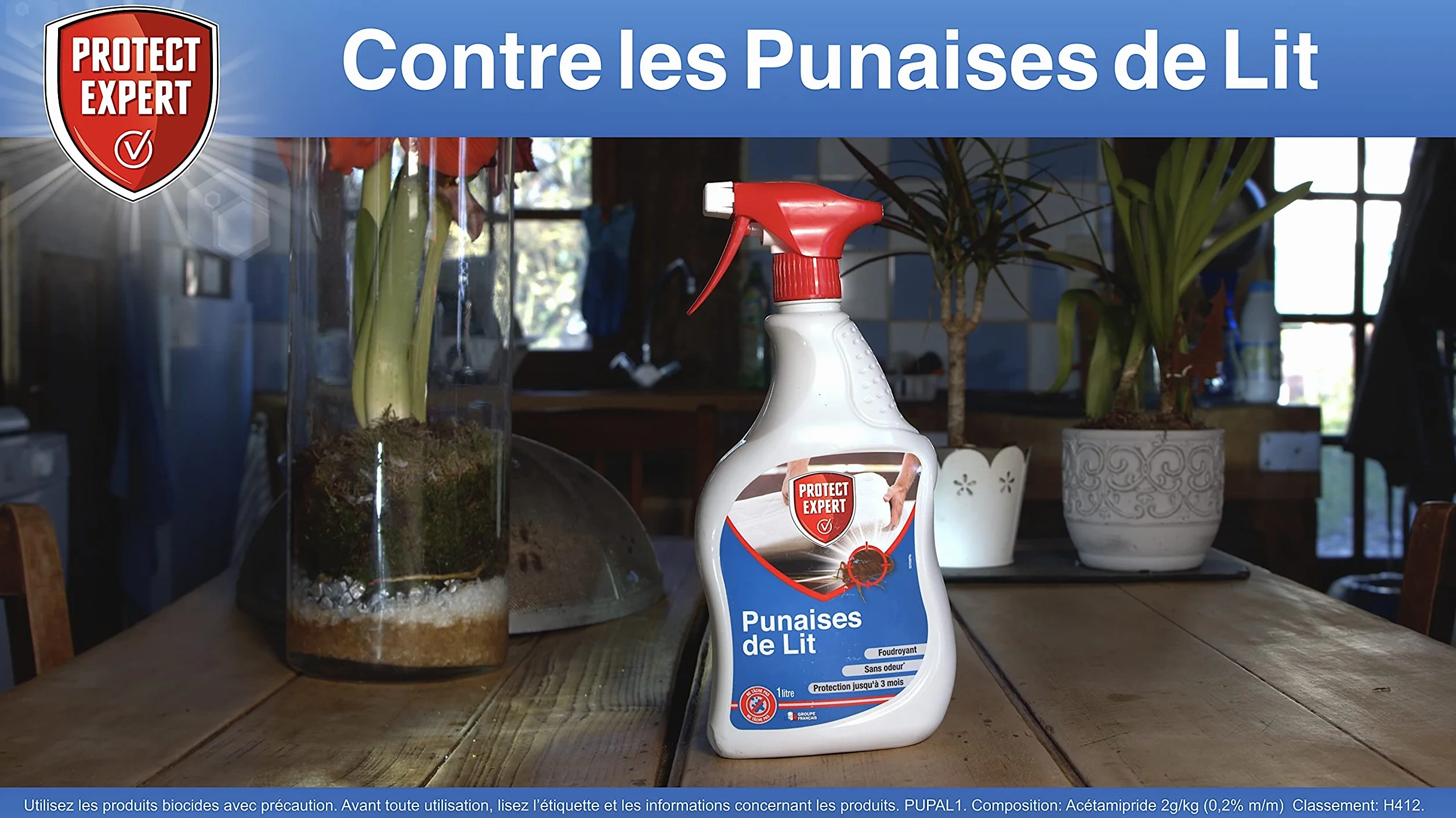 PROTECT EXPERT Anti Punaises De Lits & Acariens - Elimine les punaises de lit Larves et Adultes - Prêt à l'emploi 1L - Efficacité Longue Duré Matelas,canapés... - Ne tâche Pas - PUPAL1 (2X 1L)