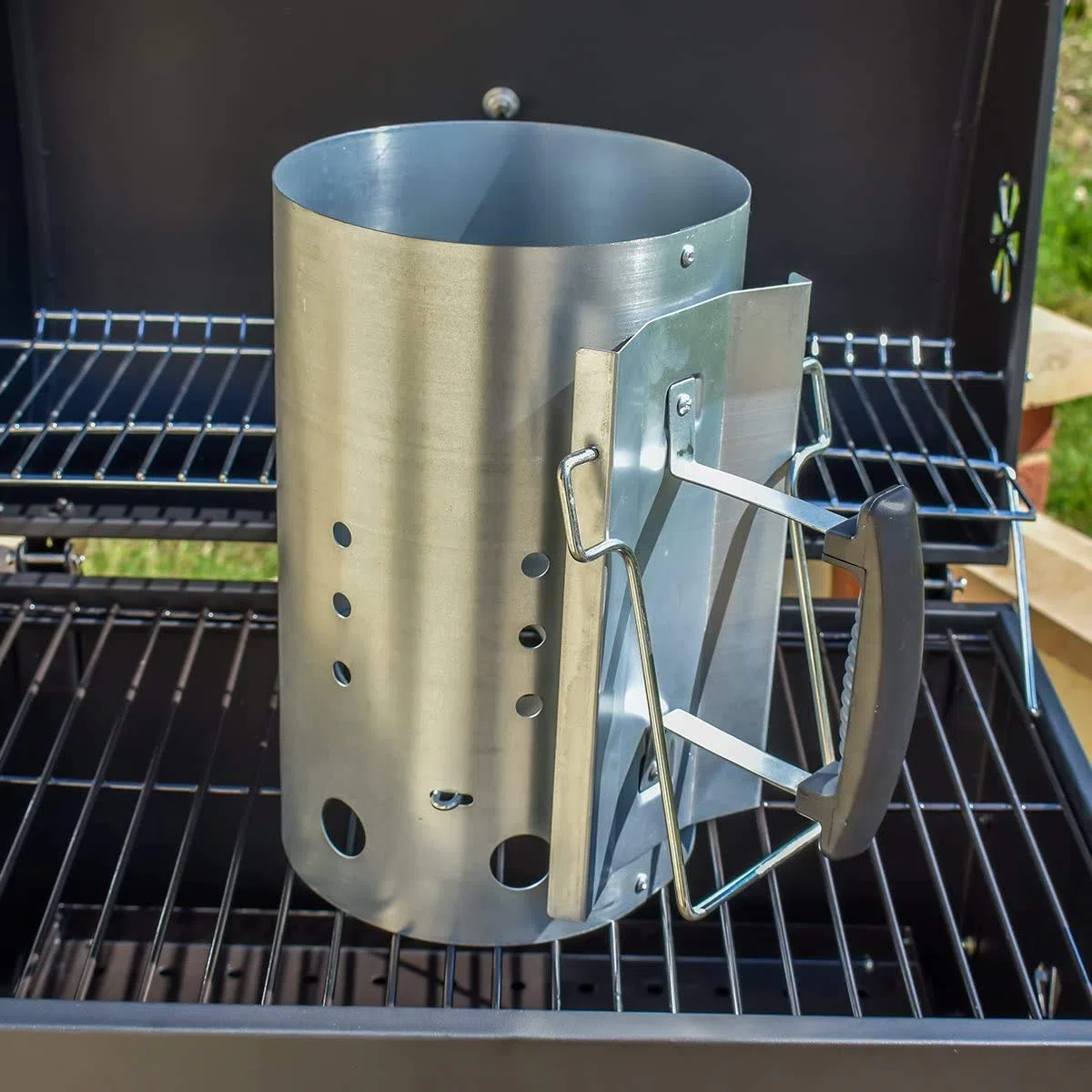 Démarreur avec poignée de sécurité, démarreur de cheminée, Foyer au Charbon de Bois, Accessoire de Barbecue pour Weber 7416, Barbecue à démarrage Rapide pour Les grillades, 30 cm H, 19 cm DIA