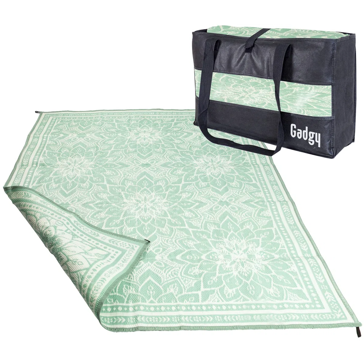 Gadgy Tapis Exterieur Resistant Pluie 300x200cm, Imperméable, Résistant à L’Eau & Aux UV, de Elegant Jardin Tapis, Réversible avec Sac Transport, Vert
