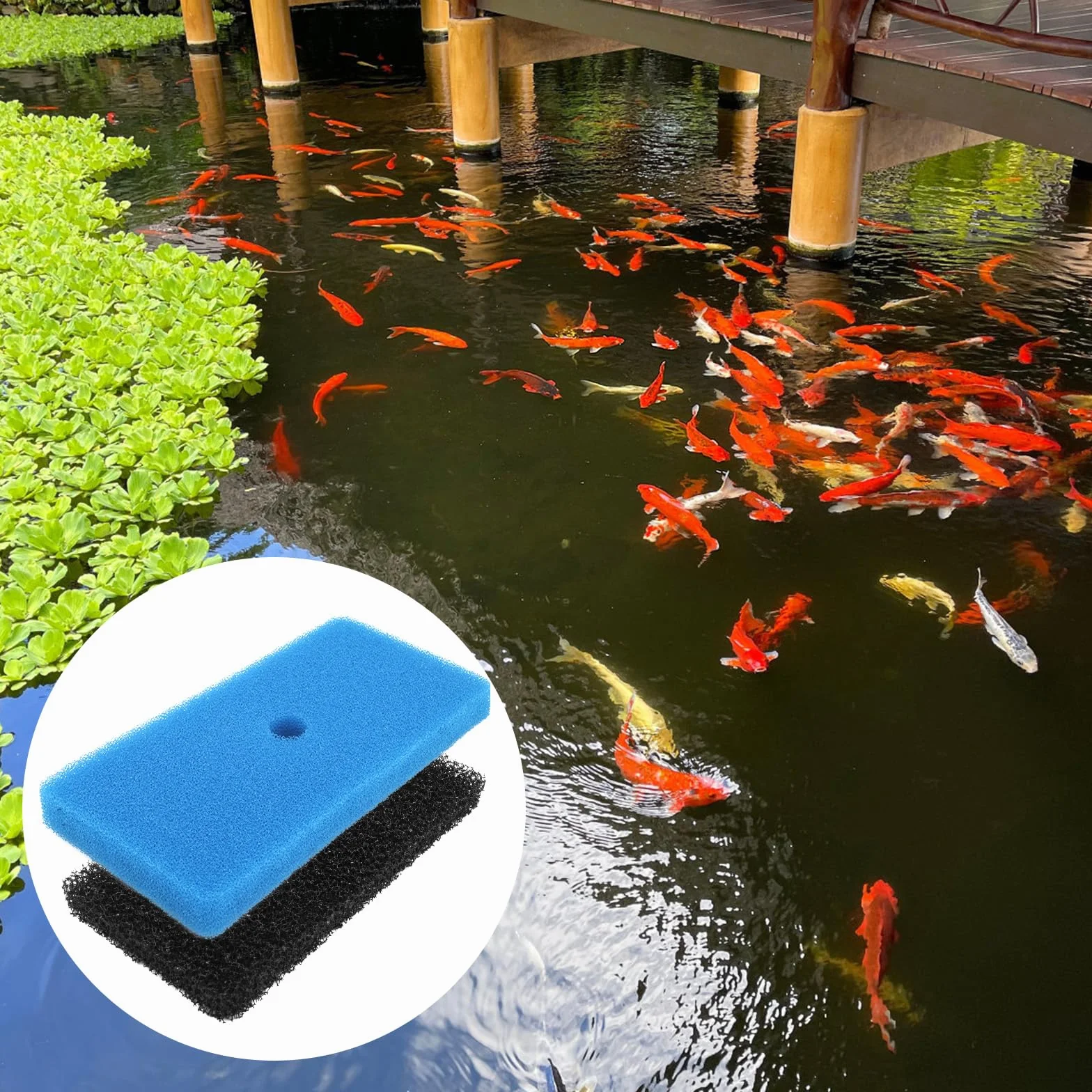 Tinoaly 4 Tampons Filtrants pour Bassin, Grossiers et Fins Compatibles avec Les Boîtes 52231 et 52229 pour Aquariums Extérieurs Fontaines