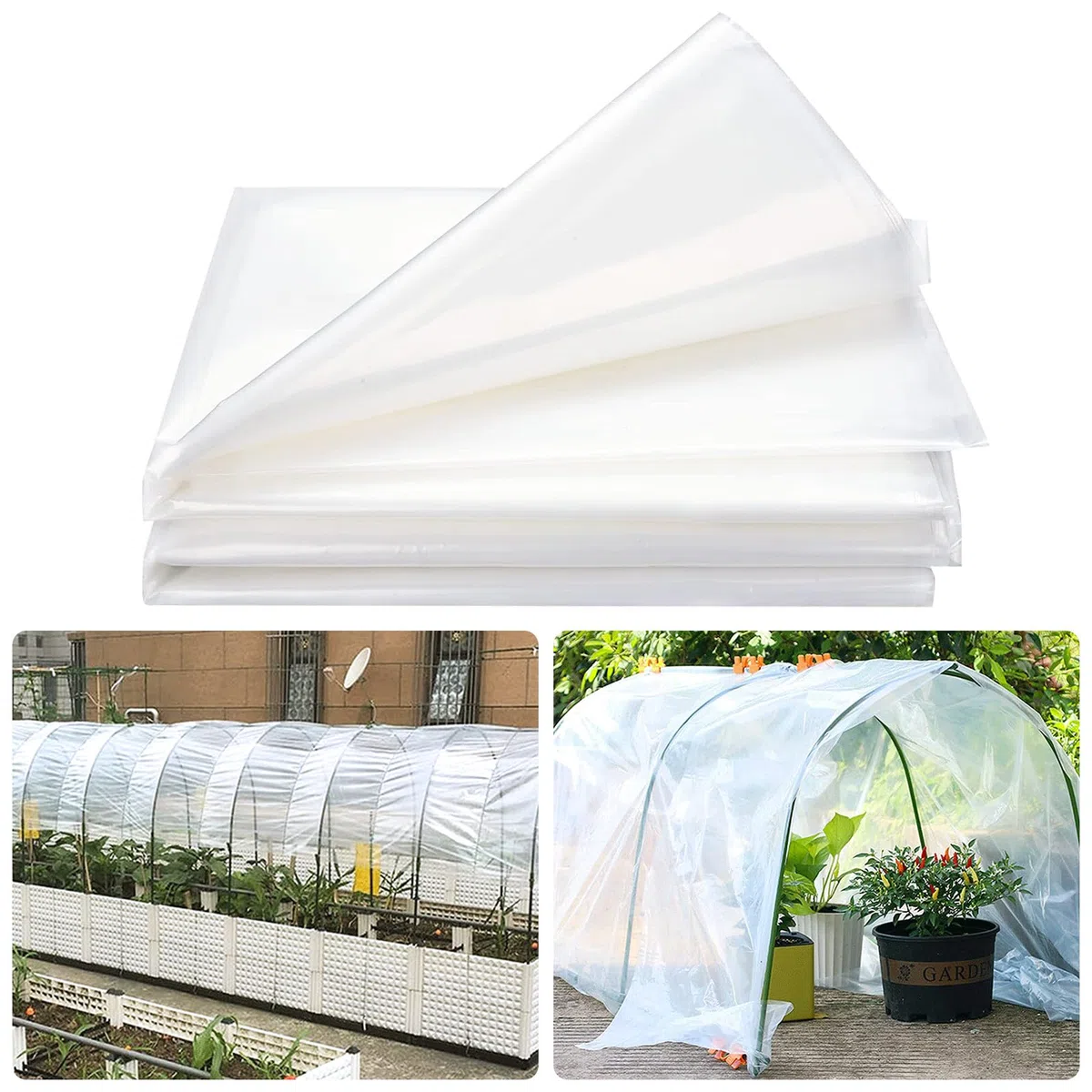 DAZZTIME 3x6M Bâche de Protection en Polyéthylène,Film à Effet De Serre,Bache Plastique Transparente,Résistant Couverture de Polytunnel,pour Protection Serre de Plante de Jardin(200Mu/1000G)