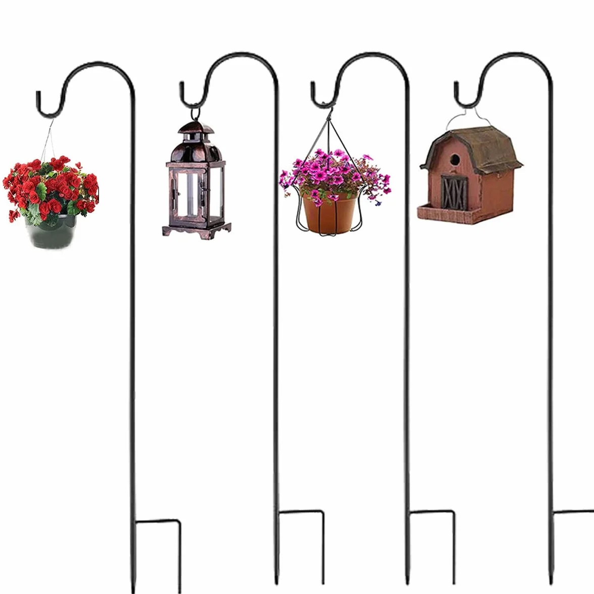 Crochets de Berger,4pcs 120cm Berger Crochet de Jardin, Crochets en Métal pour suspendre Nichoir, LumiÈRes de Noël, Boules de Fleurs et Décorations de Mariage