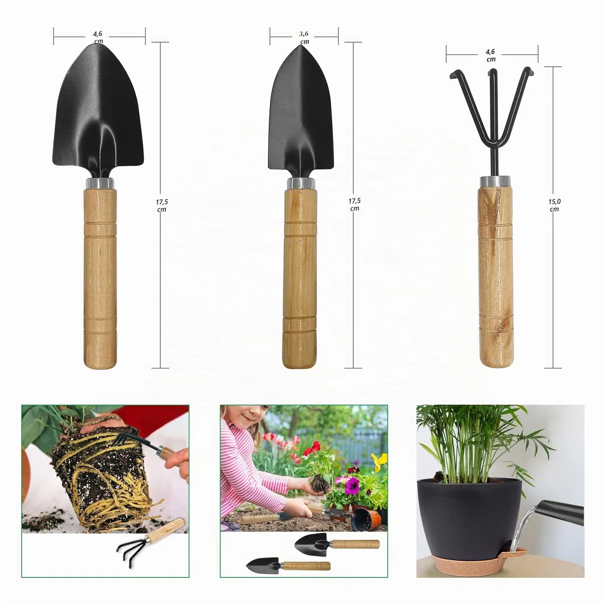 Idealife 5 Pcs Pots de Fleurs en Plastique, 17.8/16.5/15.2/13.9/12.7cm Pots à Fleurs/Plantes en Plastique, Auto-Arrosant avec Soucoupe de Fleur Convient aux Jardins de Balcon Intérieurs(Noir Marron)