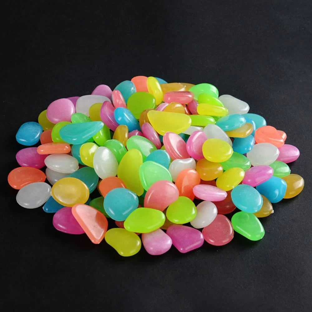 RANRAO Lot de 200 galets phosphorescents pour décoration d'intérieur, allée, aquarium, jardin, terrasse et aquarium
