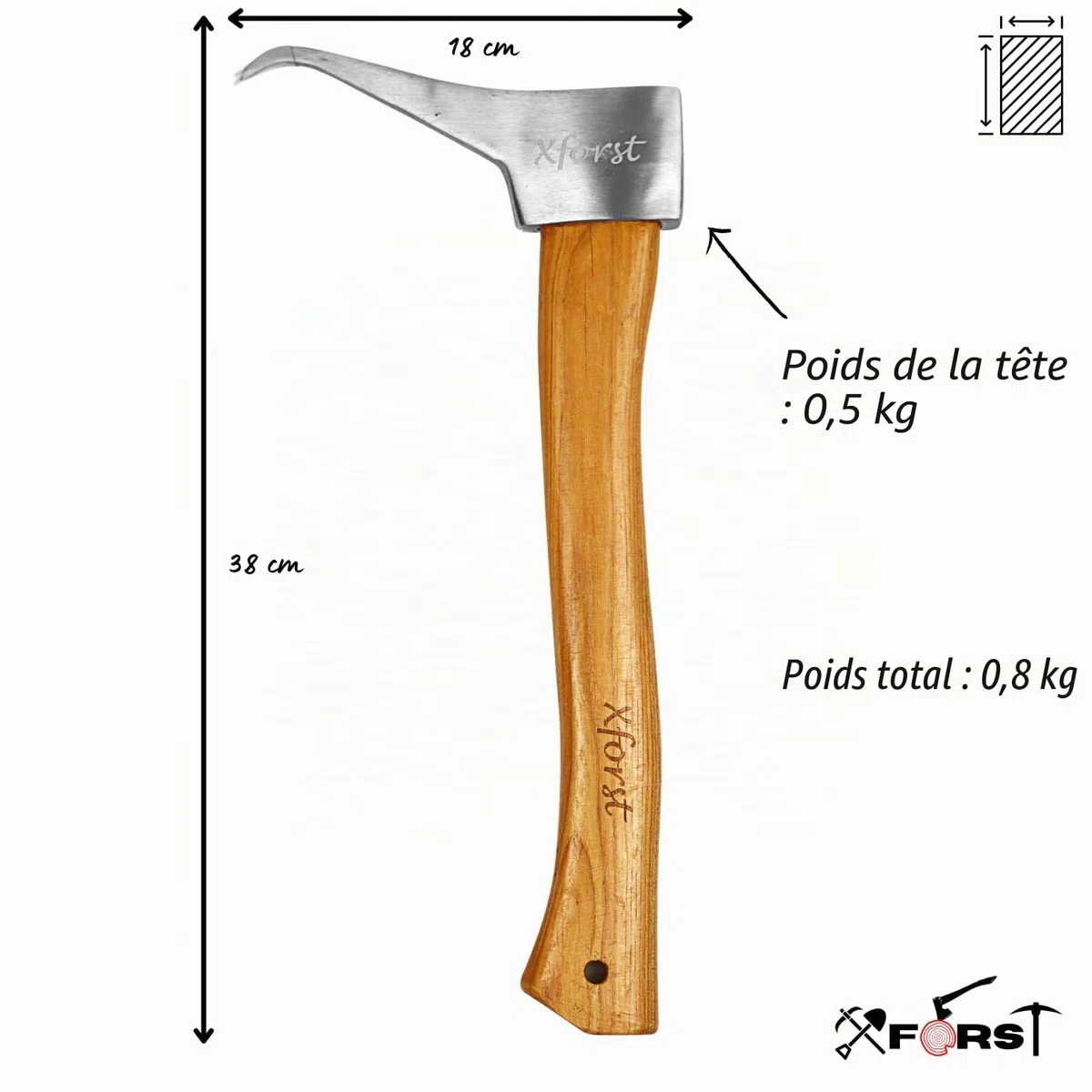 Xforst Sapie à Main X-P500 BX Sappie, Outils forestier. Idéal pour la manutention de Troncs de Bois et de bûches. avec Manche en Bois Hickory américain léger et Solide. Porte Marteau Gratuit.