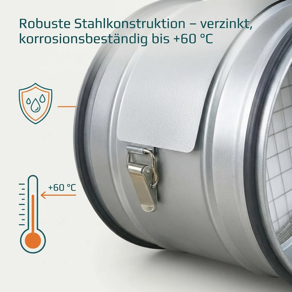 Easy Act Filtre à poussières grossières rond Ø 125 mm pour l'admission d'air, filtre tubulaire en acier galvanisé pour la filtration des grosses particules dans les systèmes de ventilation