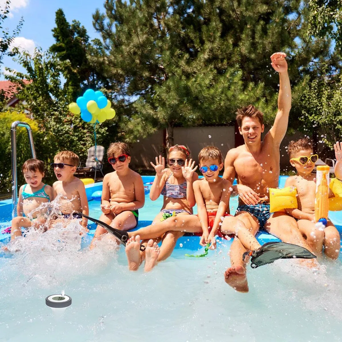 Thermomètre numérique de piscine sans fil : thermomètre flottant avec moniteur de température intérieure, thermomètre de natation pour piscines, aquarium, baignoire, étang, installation