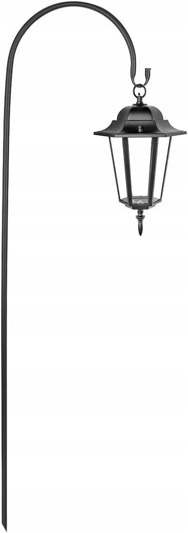 Kapaga - Crochet de berger - Décoration de jardin - Tige de lanterne en métal - Support de lanterne - Noir - Hauteur 120 cm - Élégant bijou de jardin (1)